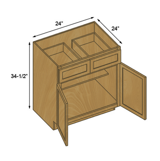 B24 Ready To Ship Cabinets Soft Edge 2 Door Base Cabinet with Drawer and Shelf, 24W x 34.5H x 24D inch