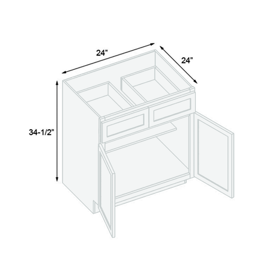 B24 Ready To Ship Cabinets Soft Edge 2 Door Base Cabinet with Drawer and Shelf, 24W x 34.5H x 24D inch