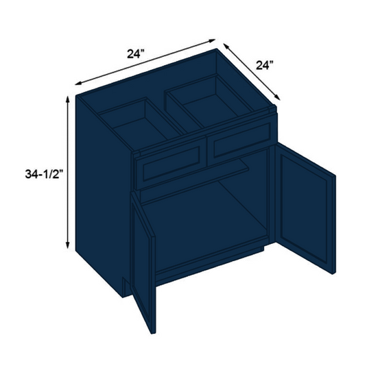 B24 Ready To Ship Cabinets Soft Edge 2 Door Base Cabinet with Drawer and Shelf, 24W x 34.5H x 24D inch