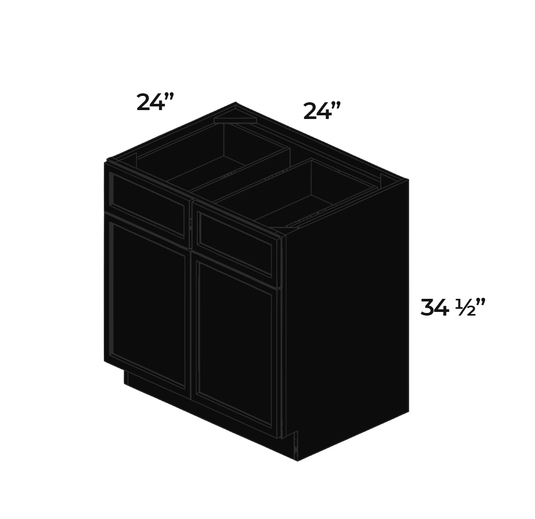 B24 Ready To Ship Cabinets Soft Edge 2 Door Base Cabinet with Drawer and Shelf, 24W x 34.5H x 24D inch