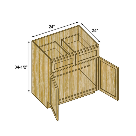 B24 Ready To Ship Cabinets Soft Edge 2 Door Base Cabinet with Drawer and Shelf, 24W x 34.5H x 24D inch