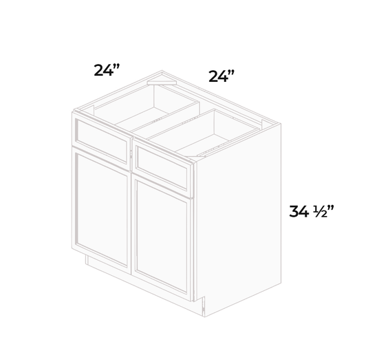 B24 Ready To Ship Cabinets Soft Edge 2 Door Base Cabinet with Drawer and Shelf, 24W x 34.5H x 24D inch