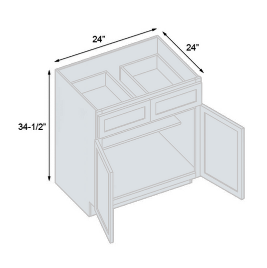 B24 Ready To Ship Cabinets Soft Edge 2 Door Base Cabinet with Drawer and Shelf, 24W x 34.5H x 24D inch