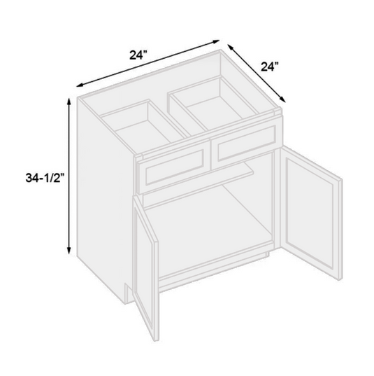 B24 Ready To Ship Cabinets Soft Edge 2 Door Base Cabinet with Drawer and Shelf, 24W x 34.5H x 24D inch