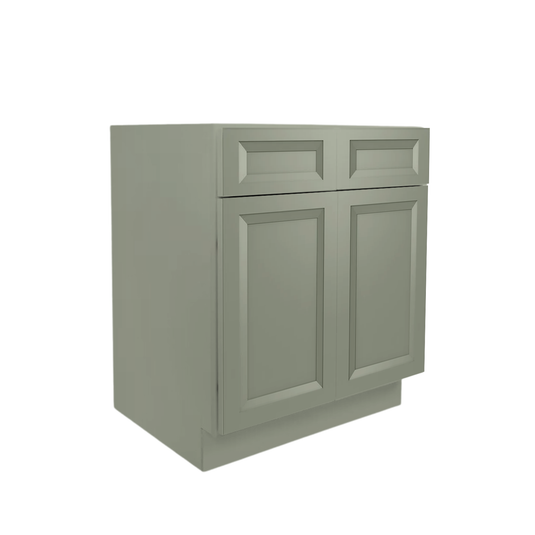 B30 Ready to Ship Cabinets Soft Edge 2 Door Base Cabinet with 2 Drawers and Shelf, 30" W x 34 1/2" H x 24" D Inch