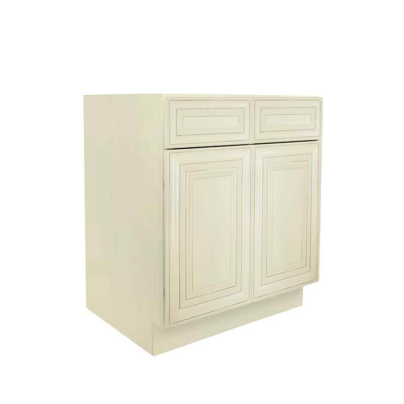 Load image into Gallery viewer, B33 Ready to Ship Cabinets Soft Edge 2 Door Base Cabinet with 2 Drawers and Shelf, 33&quot; W x 34 1/2&quot; H x 24&quot; D inch
