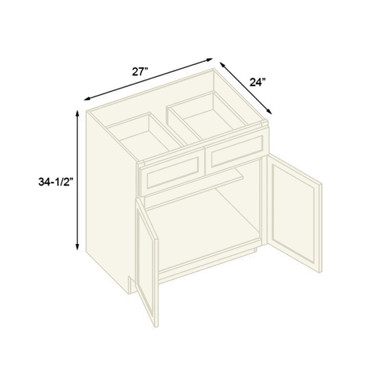 B27 Ready to Ship Cabinets Soft Edge 2 Door Kitchen Base Cabinet with Drawer and Shelf, 27W x 34.5H x 24D inch