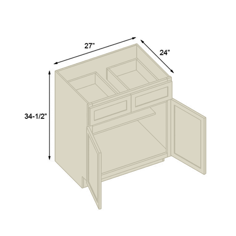 Load image into Gallery viewer, B27 Ready to Ship Cabinets Soft Edge 2 Door Kitchen Base Cabinet with Drawer and Shelf, 27W x 34.5H x 24D inch
