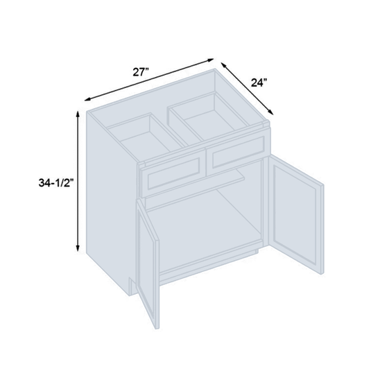 B27 Ready to Ship Cabinets Soft Edge 2 Door Kitchen Base Cabinet with Drawer and Shelf, 27W x 34.5H x 24D inch