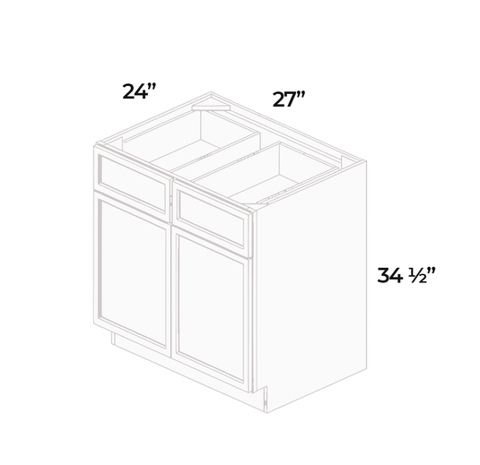 B27 Ready to Ship Cabinets Soft Edge 2 Door Kitchen Base Cabinet with Drawer and Shelf, 27W x 34.5H x 24D inch