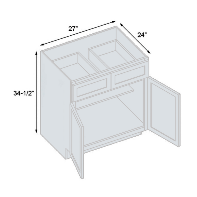 Load image into Gallery viewer, B27 Ready to Ship Cabinets Soft Edge 2 Door Kitchen Base Cabinet with Drawer and Shelf, 27W x 34.5H x 24D inch
