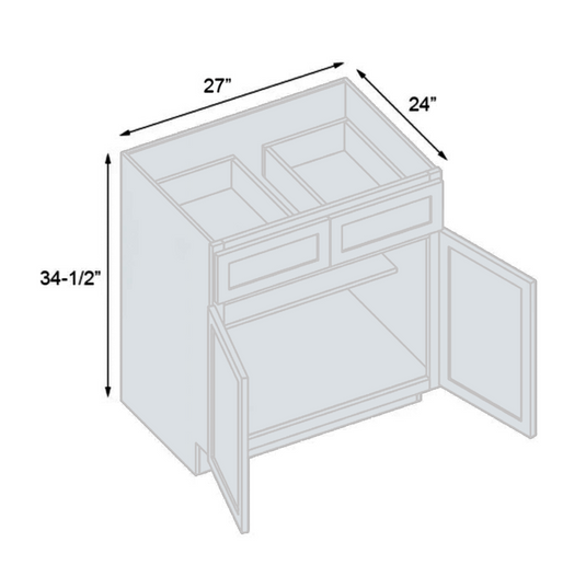 B27 Ready to Ship Cabinets Soft Edge 2 Door Kitchen Base Cabinet with Drawer and Shelf, 27W x 34.5H x 24D inch