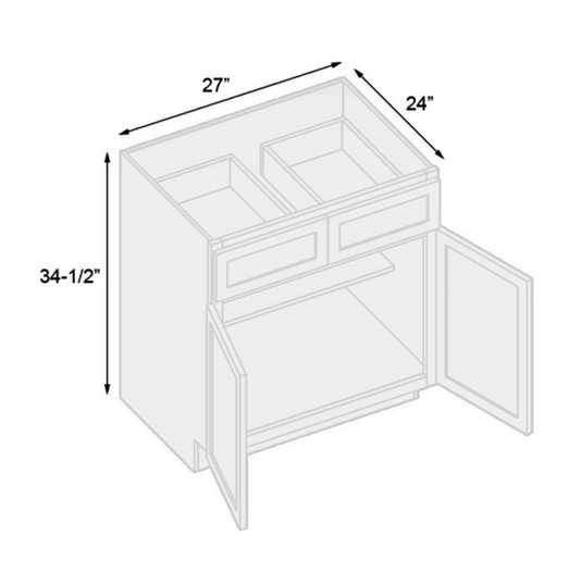 B27 Ready to Ship Cabinets Soft Edge 2 Door Kitchen Base Cabinet with Drawer and Shelf, 27W x 34.5H x 24D inch