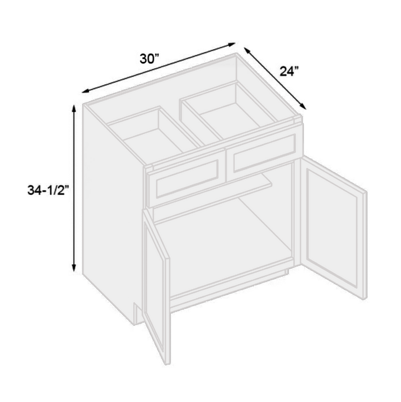 Load image into Gallery viewer, B30 Ready to Ship Cabinets Soft Edge 2 Door Base Cabinet with 2 Drawers and Shelf, 30&quot; W x 34 1/2&quot; H x 24&quot; D Inch
