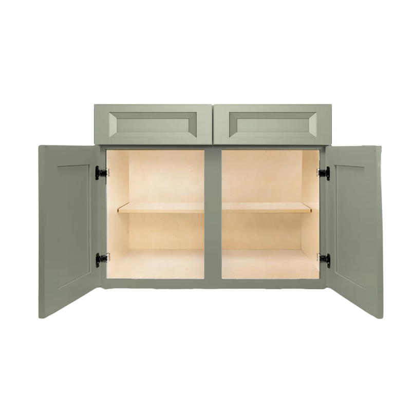 Load image into Gallery viewer, B42 Ready to Ship Cabinets Soft Edge 2 Door Base Cabinet with 2 Drawers and Shelf, 30&quot; W x 34 1/2&quot; H x 24&quot; D inch
