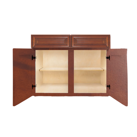 B42 Ready to Ship Cabinets Soft Edge 2 Door Base Cabinet with 2 Drawers and Shelf, 30" W x 34 1/2" H x 24" D inch