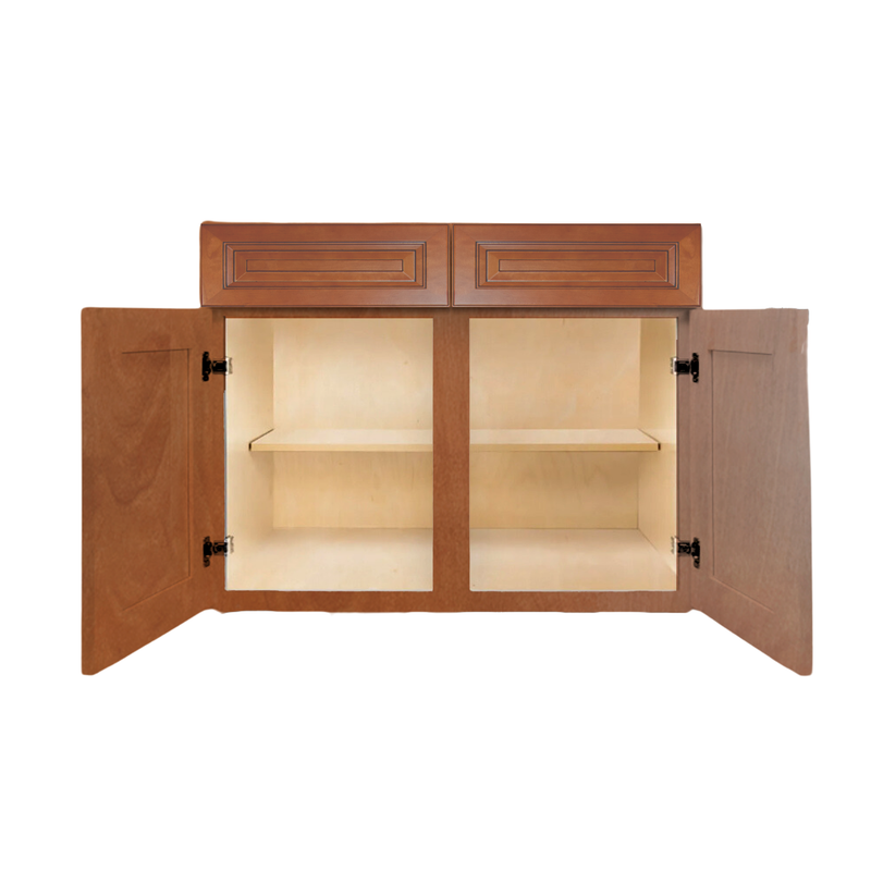 Load image into Gallery viewer, B42 Ready to Ship Cabinets Soft Edge 2 Door Base Cabinet with 2 Drawers and Shelf, 30&quot; W x 34 1/2&quot; H x 24&quot; D inch
