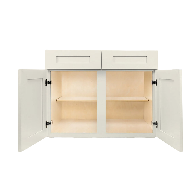 B42 Ready to Ship Cabinets Soft Edge 2 Door Base Cabinet with 2 Drawers and Shelf, 30