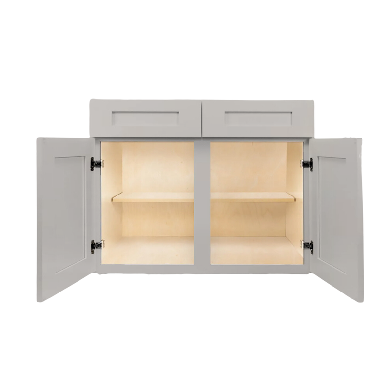 Load image into Gallery viewer, B42 Ready to Ship Cabinets Soft Edge 2 Door Base Cabinet with 2 Drawers and Shelf, 30&quot; W x 34 1/2&quot; H x 24&quot; D inch
