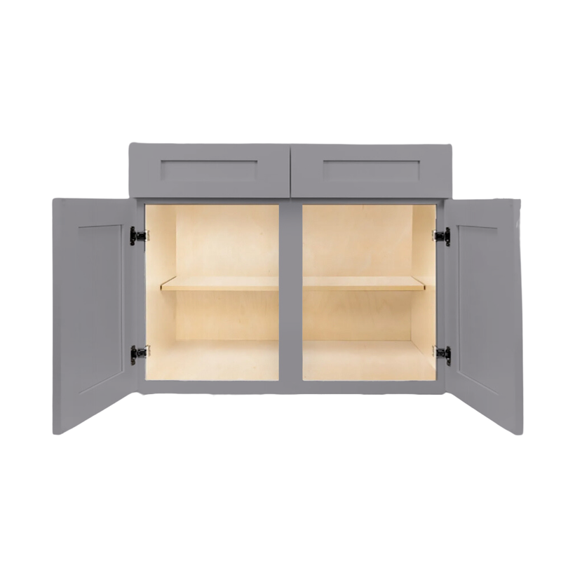 Load image into Gallery viewer, B42 Ready to Ship Cabinets Soft Edge 2 Door Base Cabinet with 2 Drawers and Shelf, 30&quot; W x 34 1/2&quot; H x 24&quot; D inch
