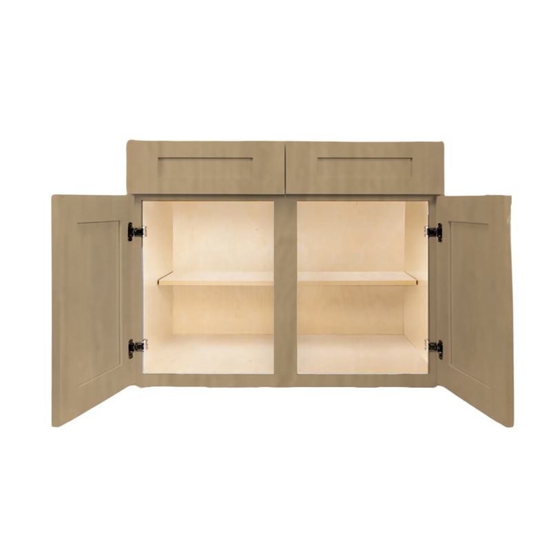 Load image into Gallery viewer, B42 Ready to Ship Cabinets Soft Edge 2 Door Base Cabinet with 2 Drawers and Shelf, 30&quot; W x 34 1/2&quot; H x 24&quot; D inch
