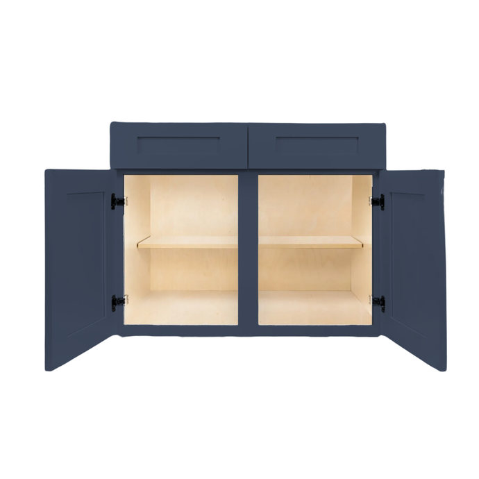 B42 Ready to Ship Cabinets Soft Edge 2 Door Base Cabinet with 2 Drawers and Shelf, 30
