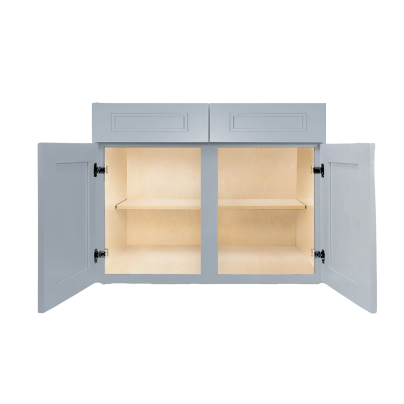 Load image into Gallery viewer, B42 Ready to Ship Cabinets Soft Edge 2 Door Base Cabinet with 2 Drawers and Shelf, 30&quot; W x 34 1/2&quot; H x 24&quot; D inch
