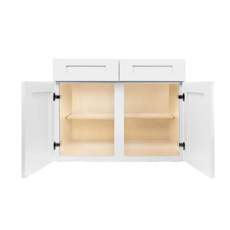 Load image into Gallery viewer, B42 Ready to Ship Cabinets Soft Edge 2 Door Base Cabinet with 2 Drawers and Shelf, 30&quot; W x 34 1/2&quot; H x 24&quot; D inch
