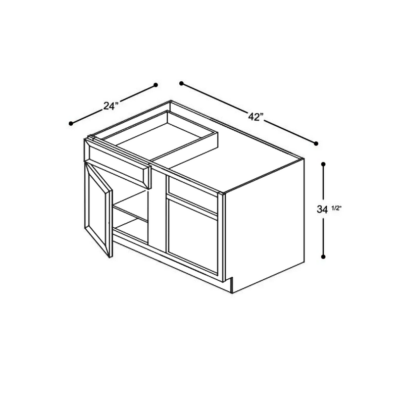 Load image into Gallery viewer, Blind Corner Base Cabinet 1 Door, 1 Drawer 42&quot; W x 34.5&quot; H x 24&quot; D
