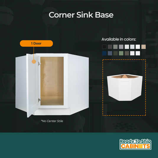 Corner Sink Base Cabinet 1 Door 42" W x 34.5" H x 24" D