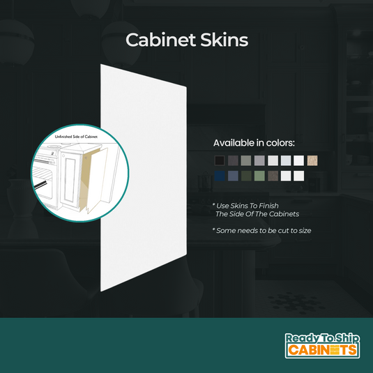 Wall End Cabinet Skin Panels 12" W x 34" H