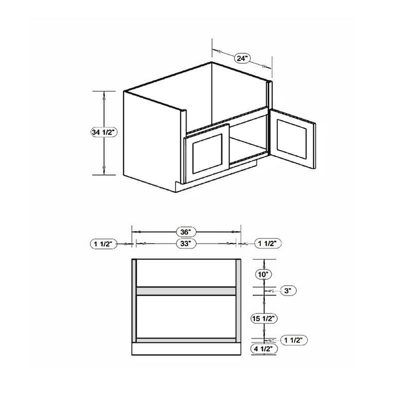 Load image into Gallery viewer, FSM36 Double Door Farmhouse Sink Base Cabinet, 36W x 34.5H x 24D inch
