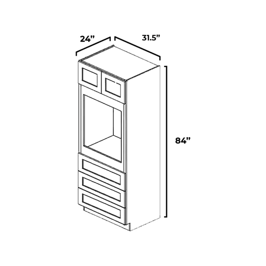 Oven Cabinet 2 Doors 1 Shelf, 1 Drawer 31.5" W x 84" H x 24" D