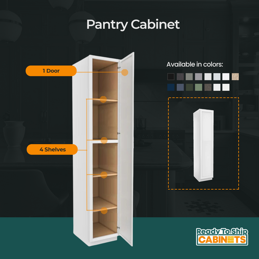 1 Door Pantry Cabinet, 18W x 90H x 24D inch