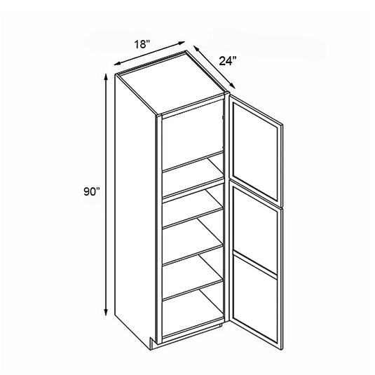 1 Door Pantry Cabinet, 18W x 90H x 24D inch