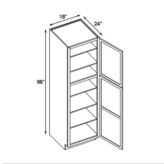 1 Door Pantry Cabinet, 18W x 96H x 24D inch