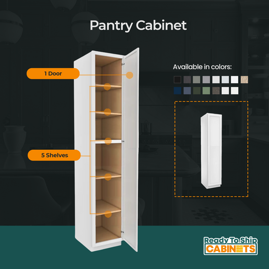 1 Door Pantry Cabinet, 18W x 96H x 24D inch