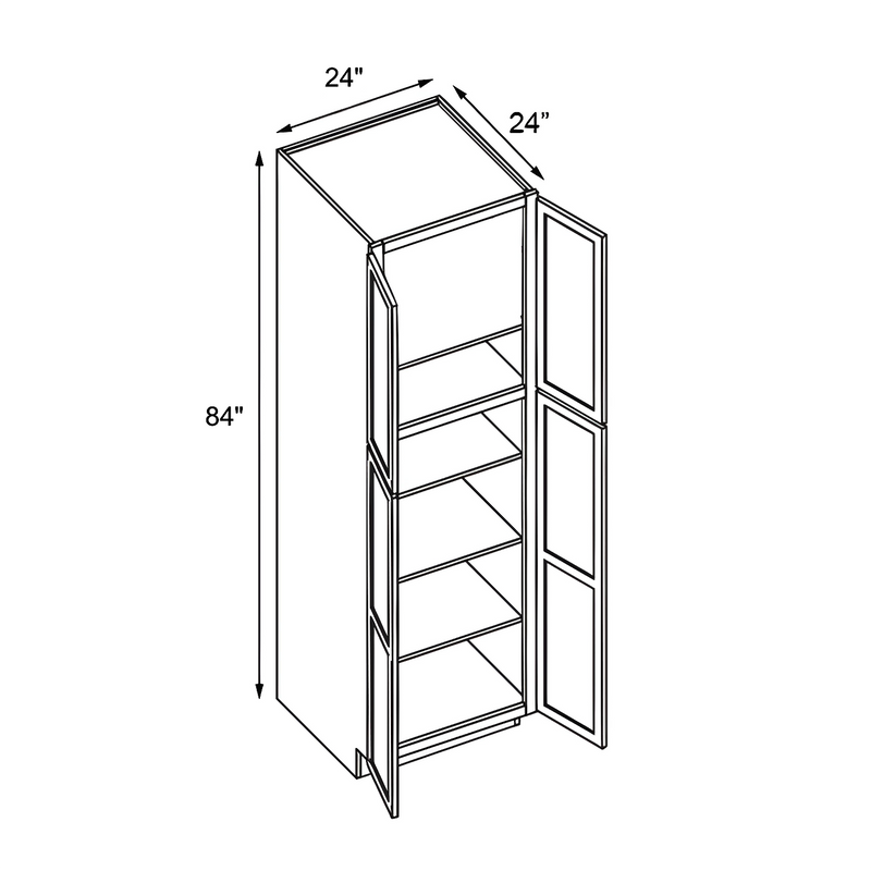 Load image into Gallery viewer, Pantry Cabinet 1 Door 4 Shelves 24&quot; W x 84&quot; H x 24&quot; D
