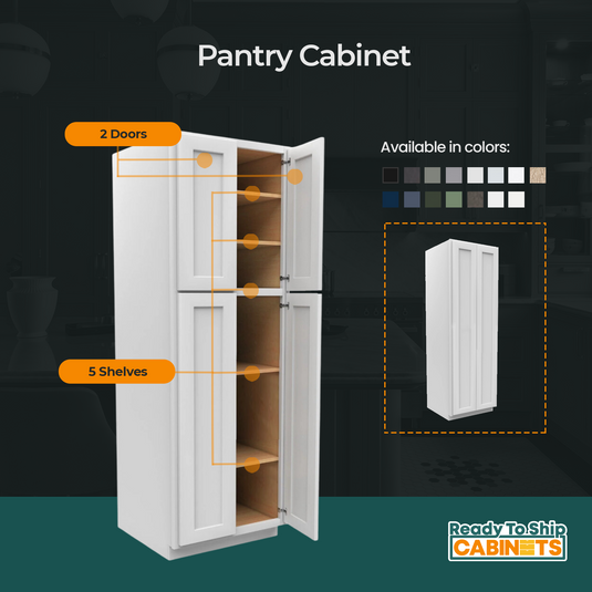 Pantry Cabinet 2 Doors, 5 Shelves 24" W x 96" H x 24" D