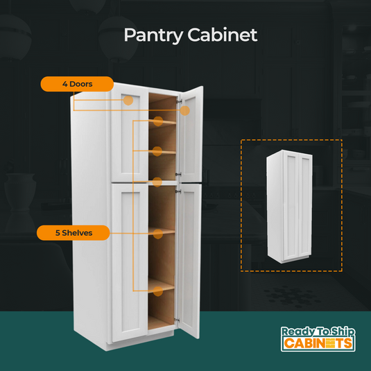 Pantry Cabinet 2 Doors, 5 Shelves 30" W x 96" H x 24" D