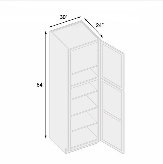 Pantry Cabinet 2 Doors, 4 Shelves 30" W x 84" H x 24" D