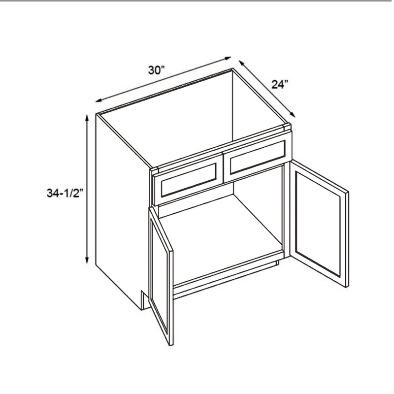 Load image into Gallery viewer, SB33 Soft Edge 2 Door Sink Cabinet, 33W x 34.5H x 24D inch
