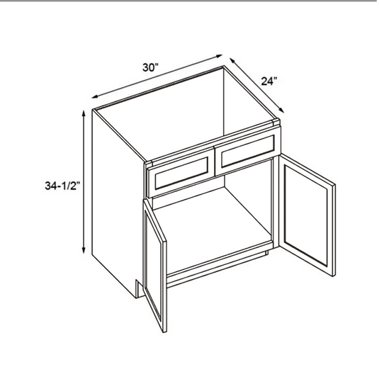 SB33 Soft Edge 2 Door Sink Cabinet, 33W x 34.5H x 24D inch