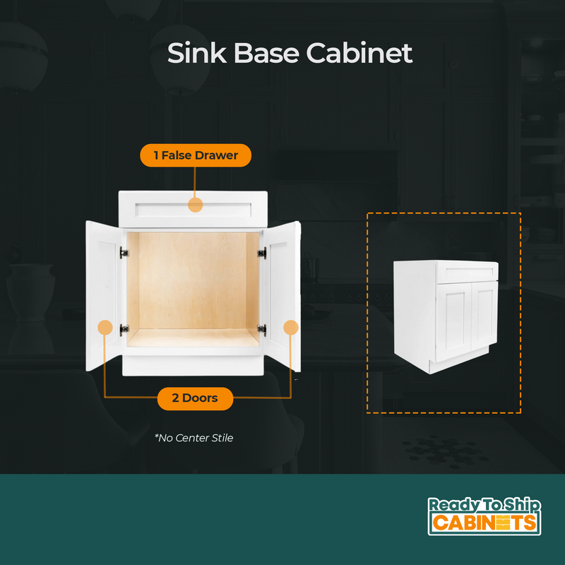 Load image into Gallery viewer, SB33 Soft Edge 2 Door Sink Cabinet, 33W x 34.5H x 24D inch
