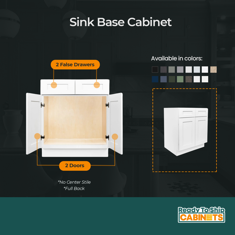 Load image into Gallery viewer, Sink Base Cabinet 2 Doors 1 False Drawer 42&quot; W x 34.5&quot; H x 24&quot; D
