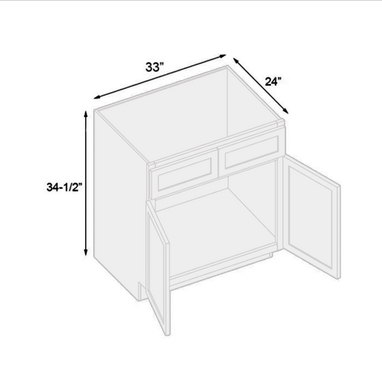 SB33 Soft Edge 2 Door Sink Cabinet, 33W x 34.5H x 24D inch