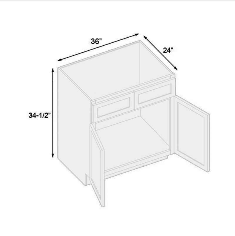 Load image into Gallery viewer, SB36 Soft Edge 2 Door Sink Cabinet, 36W x 34.5H x 24D inch
