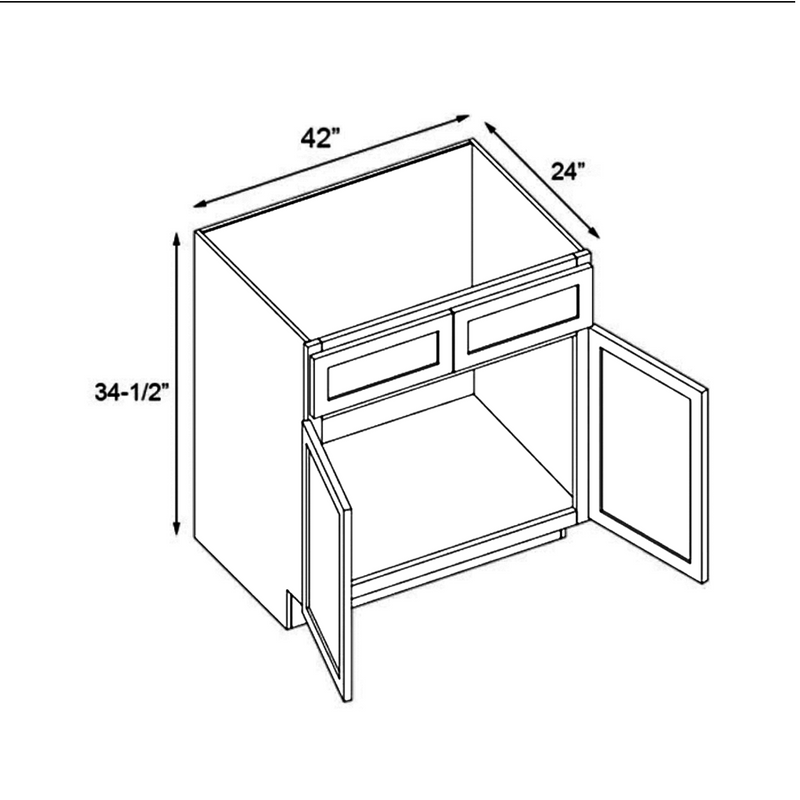 Load image into Gallery viewer, Sink Base Cabinet 2 Doors 1 False Drawer 42&quot; W x 34.5&quot; H x 24&quot; D
