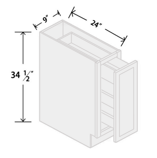 SP09 Spice Rack Cabinet, 2 & 4 Tracks Organizer for Kitchen, 09W x 34.5H x 24D inch