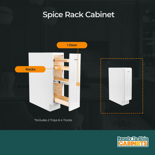 SP09 Spice Rack Cabinet, 2 & 4 Tracks Organizer for Kitchen, 09W x 34.5H x 24D inch